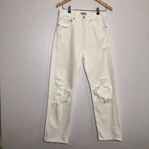 AGOLDE Jeans Womens 28 White 90s High Rise Loose Fit Destroyed Baggy Straight